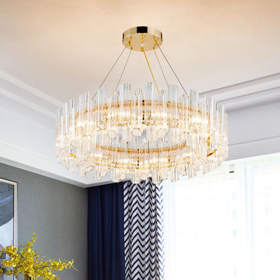 Galwaniczne złote luksusowe lampy wiszące 3000k do 6500K Crystal Round Light