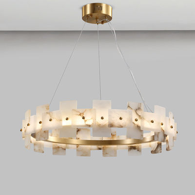H65 Mosiężny efekt marmuru Wysokiej klasy lampy wiszące Miękkie i zamglone światło L950 * W350
