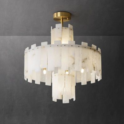Żelazne lampy podwieszone Scagliola z marmurową lampą