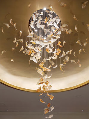 Villa Duplex Schody Salon Kreatywny Custom żyrandol Szklany Petal Pendant Art Lamp