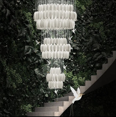 Nowy projekt Dekoracja wysokiego sufitu Luksusowe żyrandolki Modelowanie willi Schody Ceramic Flower Pendant Light