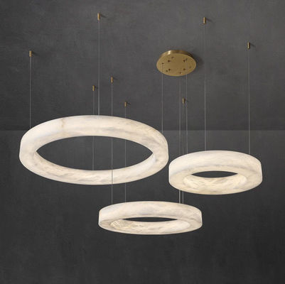 Nordic Led Modern Ring Hiszpański Alabaster Kamień mosiądz Wieńcowy Lampa Lustro Do Salonu