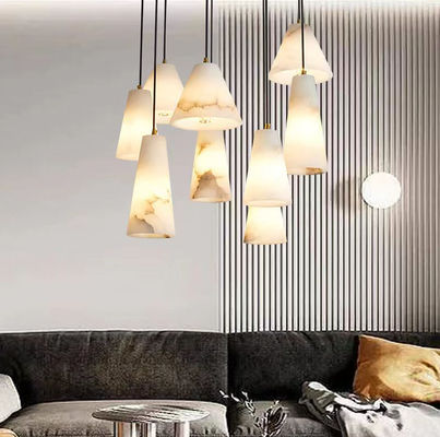 HiszpańskaNatural Alabaster Lampa Nowoczesny i minimalistycznie zaprojektowany marmurowy wisior Lampa Willa Salon sypialnia kreatywny chand