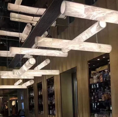 Custom Hotel Indoor Deco Modern Hanging Dining Room Pendant Light Nordic Luxury Brass Alabaster Liniowy Wielki Lustrowiec