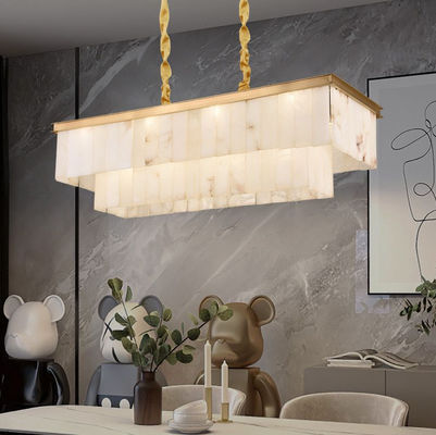 Nowoczesny wystrój domowy mosiądz żyrandol Alabaster Marmurowy Cienie Hotel Restauracja Pokój Wisiorki lampki oświetlenie eleganckie światła