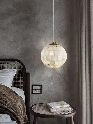 Nowoczesny, lekki, luksusowy naturalny ząb alabastrowy, żyrandol, sypialnia, salon, restauracja, bar, kawiarnia, dekoracja, metal globe lampka.