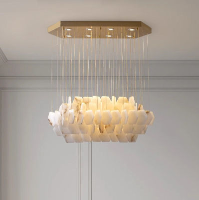minimalistyczny prostokątny lampion z alabastra ozdoby domowe oświetlenie hotelowe restauracja nowoczesny projekt lampy marmurowej