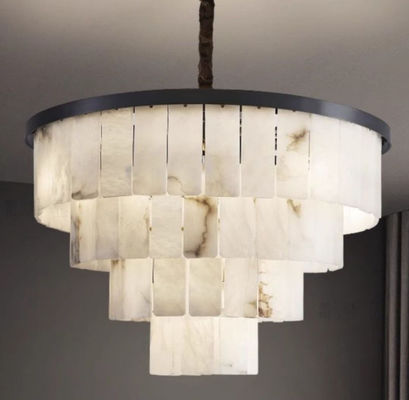 Nordic Hiszpański Alabaster Pokój dzienny Dekoracyjny Miedziany Lustrowy Okrągły Led Marmurowe Stropne Lampy Nowoczesny Design Do Sypialni