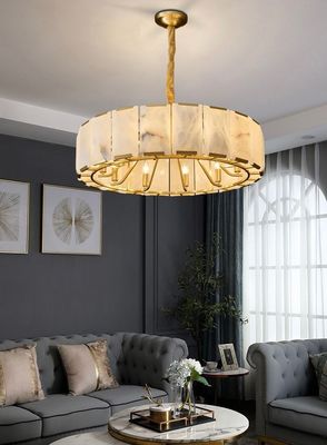 Nowoczesny luksusowy żyrandol Dom Salon Pokój Marmur naturalny Czarny złoto Dwukolorowe ramy miedziane Alabaster