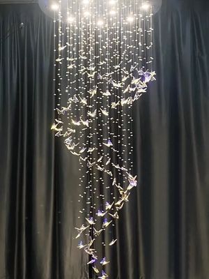 Luxury Artistic Butterfly Glass Ceiling Light Lustreers For Hotel Villa Restaurant Wedding Decor