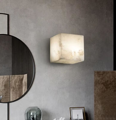 Kwadratowy Alabaster Światło Nowoczesne Led Światło Pokój Nowy Design Nordic Hotel Sypialnia Łóżko Korytarz mosiądz Marmurowy Światło ścienne