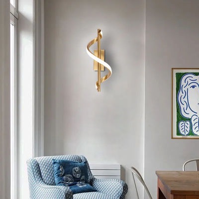 Nowoczesna lampa ścienna LED 10W Chłodna Biała 4000K Aluminiowa Złota Światło ścienne w pomieszczeniach dla korytarza sypialni