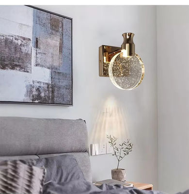 Nowoczesna lampa LED z kryształowym chromowym bąbelkiem ozdobiona kryształowym okrągłym lampem do łóżka