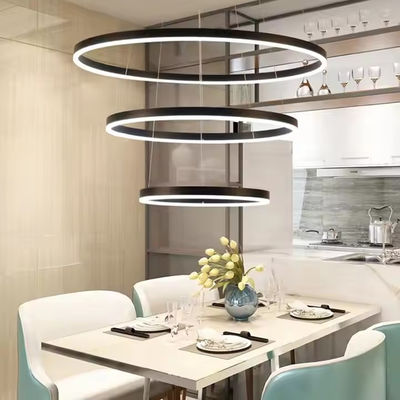 Nowoczesny 3 Ring Design Wiszący Dekoracyjny Pierścień Akrylowy LED żyrandol Świetlny Złoty Hotel Lobby Salon Długie Schody Żyrandol
