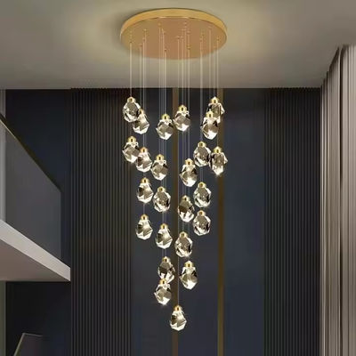 Hotel schody Wnętrze Nowoczesny Luksusowy Kryształowy Lustrowiec Wisiorek Światło z LED Latarnia sufitowa Lampa rozmiar 130 * 110mm