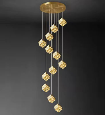 Luxury Hotel Lobby Dekoracyjne oświetlenie Podwieszone oświetlenie wisiorkowe Lampy liniowe duże długie wysokie schody sufitowe Led Crystal Chandeliers