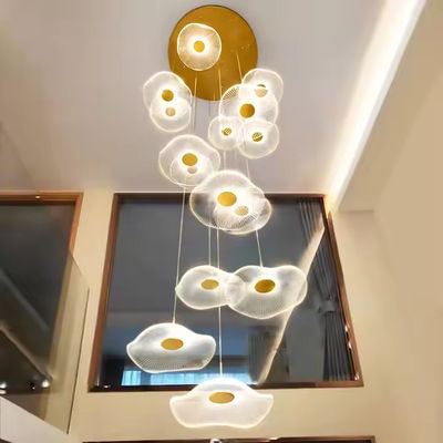 Nowoczesny Lotus Leaf Design LED Strop Akrylowy Światło Schody Luksusowy Dom Dekoracyjne oświetlenie żyrandol