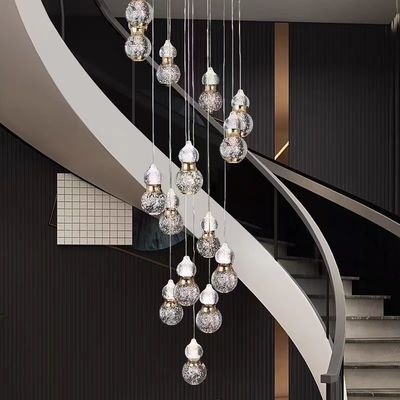 Nowoczesna Lekkia Łańcuchowa Klatka schodowa Długa Lampa 5 kg Waga AC 110-240V Wpięcie Wstępne Duplex Loft Design