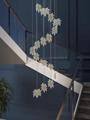 Nowoczesne Led Simple Art Leaf Acrylic Chandelier Gold Home Hotel Staircase Dining Dekoracja Pendant Light