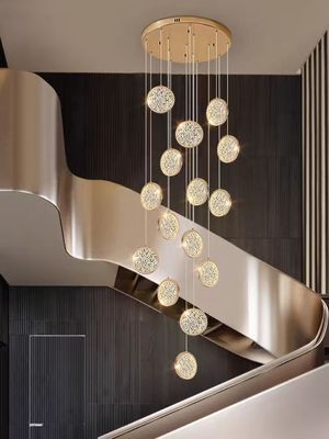 Luxury Hotel Lobby Dekoracyjny złoto Wielki rozmiar Zindywidualizowany nowoczesny żyrandol LED