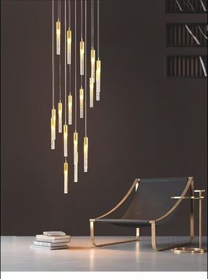 LED żarówka Modern Long Crystal Rod Pendant Lamp Dla luksusowego designu W salonie Stołówka lub schody