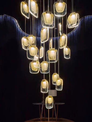 Nordic Light Luxury Designer LED Light Strip Crystal Glass Pendant Lamp Do salonu Stołówka Villa Schody