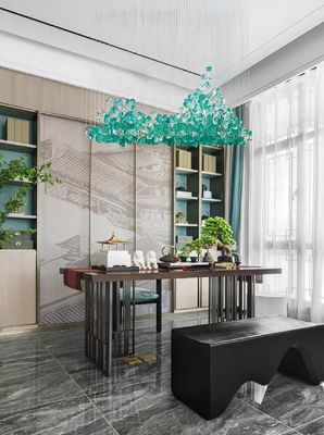Custom Modern Hotel Lobby Villa Green Stone Art Chandelier LED Luksusowe oświetlenie