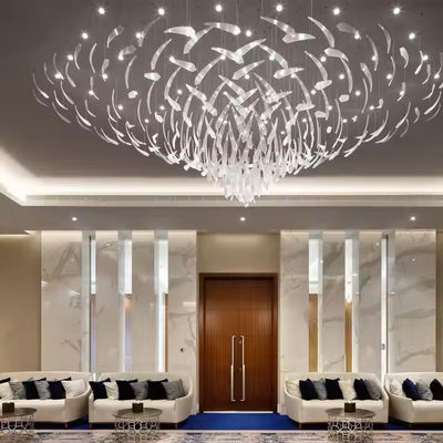Styl nordycki Custom Hotel Lobby Villa Sala bankietowa LED Kryształowa żyrandola Wisiorek Światło Szkło z stali nierdzewnej Luksusowe dla pokoju