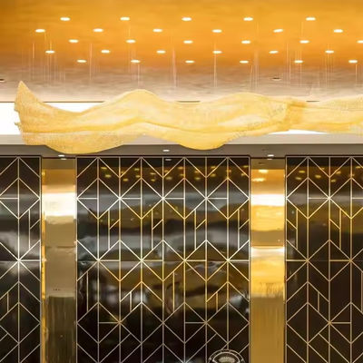 Niestandardowy duży projekt Nowoczesny luksusowy hotel Sala bankietowa Oświetlenie Dekoracja Złota żarówka LED Crystal Mesh