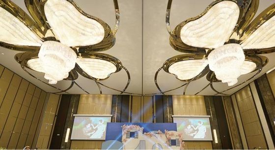 Dekoracja wnętrza Czterolistna koniczka w kształcie centrum handlowego Stage Hotel Luxury Lobby Crystal Led Chandelier Ceiling Light