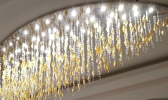 Luksusowy żyrandol sufitowy LED, artystyczny, 1-częściowy, szklany, wiszący, ręcznie dmuchany, kryształowy, złoty, do hotelu, willi, nowoczesny, na zamówienie