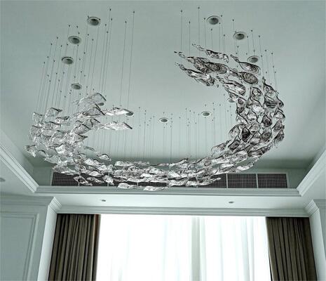 Niestandardowe żyrandole Duże nowoczesne dekoracyjne oświetlenie sufitowe Oprawa szklana kryształowa lampa wisząca