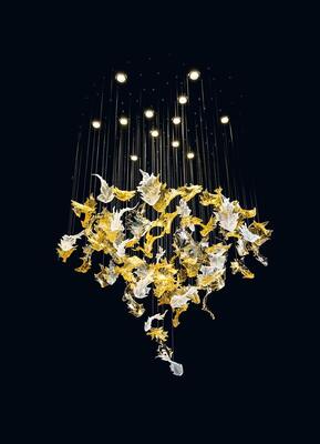 Nowoczesny projekt restauracji w wielkim hotelu ręcznie wykonana sztuka rzemiosło szkło liść klonowy