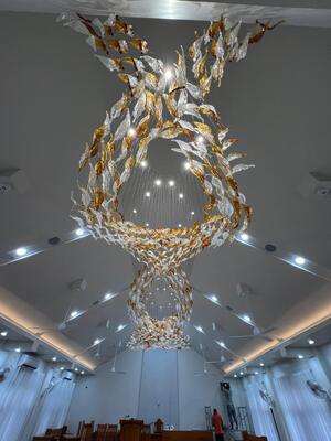 Lampa na zamówienie Duża zintegrowana żyrandola Nowoczesny północny szklany sufit Hotele