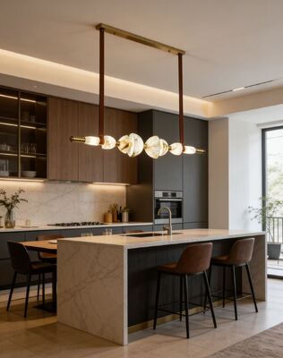 Nordic Light Luxury Designer Długa mosiężna Alabaster Lustre Restaurant Island Bar Salona herbaty Studio Kreatywna lampa