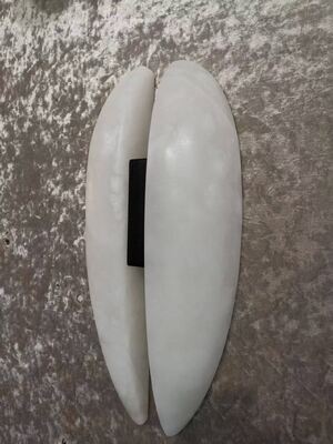 Naturalny Alabaster Kamień Polerowane Złoto mosiądz kopuła kształt wisiorki Lampa na wyspie kuchni