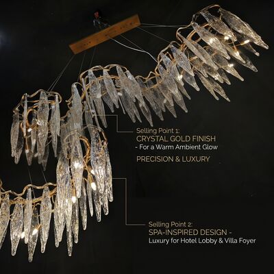 Luksusowy żyrandol kryształowy z marmurowym wisiorem, lampa wisząca, niestandardowa, do jadalni